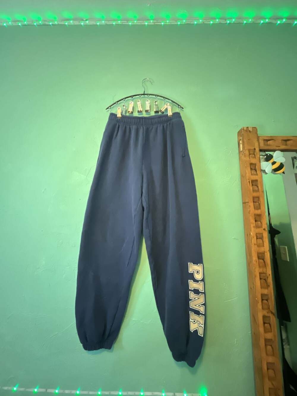 Victoria's Secret PINK Navy Blue Fleece Jogger Sweatpants with Logo